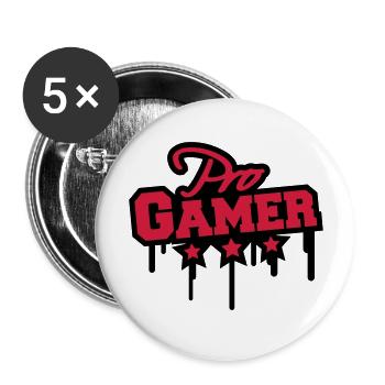 Pro Gamer Graffiti - Buttons groß 56 mm (5er Pack) - Weiß - Vorne