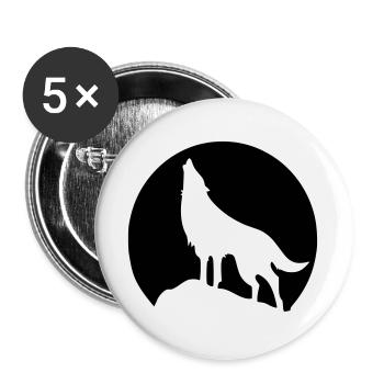 Wolf - Mond - Buttons groß 56 mm (5er Pack) - Weiß - Vorne