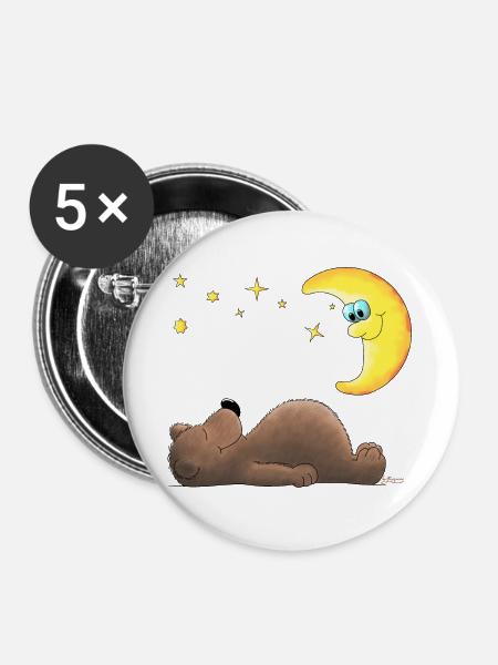 süßer Teddybär - Bär - Buttons groß 56 mm (5er Pack) - Weiß