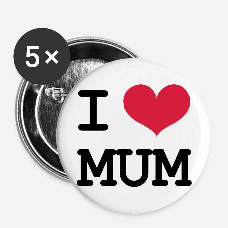 I Love Mum - Buttons large 2.2''/56 mm (5-pack) - white