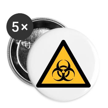 Hazard Symbol - Biohazard (2-color) - Buttons large 2.2''/56 mm (5-pack) - white - Front