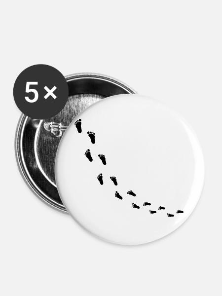 fussabdruecke_kommt - Buttons groß 56 mm (5er Pack) - Weiß