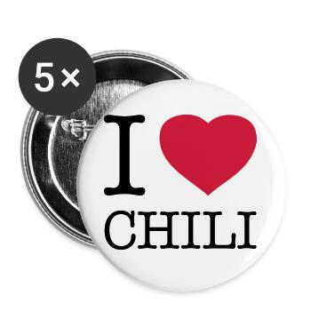 I LOVE CHILI - Buttons groß 56 mm (5er Pack) - Weiß - Vorne