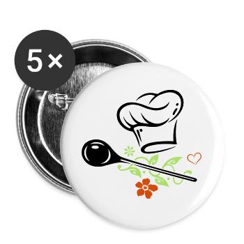 Cooking Chef's Hat Chef Vegan Healthy Wooden spoon - Buttons large 2.2''/56 mm (5-pack) - white - Front