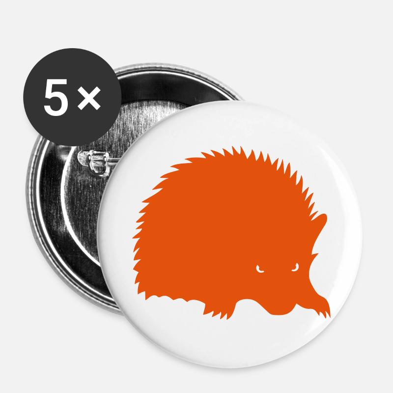 herisson Silhouette Schatten - Buttons groß 56 mm (5er Pack) - Weiß