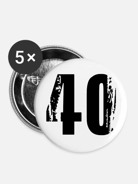40 - Nummer - Buttons groß 56 mm (5er Pack) - Weiß