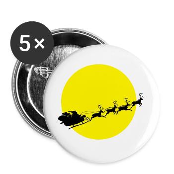 Père Noël dans une Pleine Lune - Lot de 5 grands badges (56 mm) - blanc - Devant