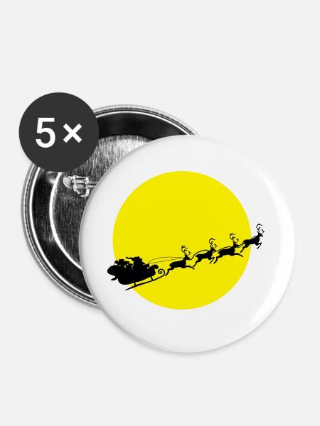 Santa in a Full Moon - Buttons large 2.2''/56 mm (5-pack) - white