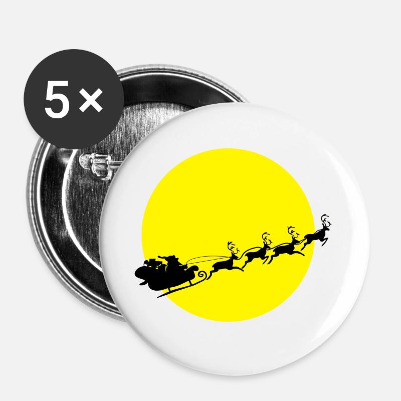 Santa in a Full Moon - Buttons large 2.2''/56 mm (5-pack) - white