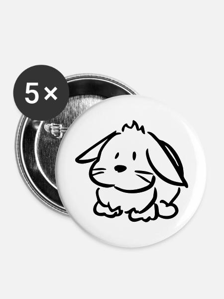 Hase - Buttons groß 56 mm (5er Pack) - Weiß