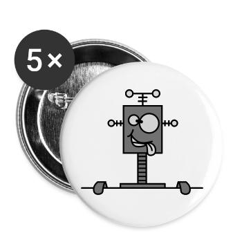 Funny Crazy Robot Behind Wall - Lot de 5 grands badges (56 mm) - blanc - Devant