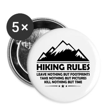 Hiking Rules - Buttons groß 56 mm (5er Pack) - Weiß - Vorne