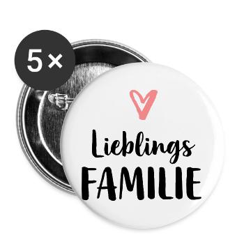 Familie Lieblingsfamilie Liebe Herz Geschenk - Buttons groß 56 mm (5er Pack) - Weiß - Vorne