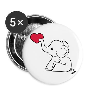 heart love give love in love elephant sitting sweet - Buttons large 2.2''/56 mm (5-pack) - white - Front