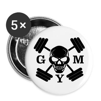 gym - Buttons groß 56 mm (5er Pack) - Weiß - Vorne