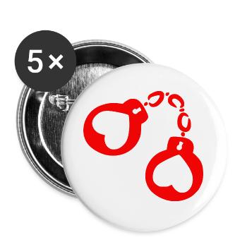 Herz Hadnschellen Kurz Design Vektor 3 - Buttons groß 56 mm (5er Pack) - Weiß - Vorne