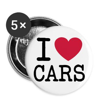 I love cars - Buttons large 2.2''/56 mm (5-pack) - white - Front