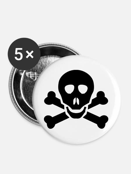 totenkopf - Buttons groß 56 mm (5er Pack) - Weiß