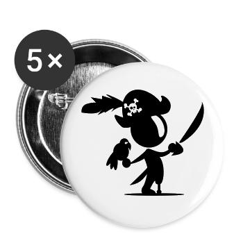 pirate - Lot de 5 grands badges (56 mm) - blanc - Devant