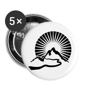 Wanderweg Berge Schön Sonne - Buttons groß 56 mm (5er Pack) - Weiß - Vorne