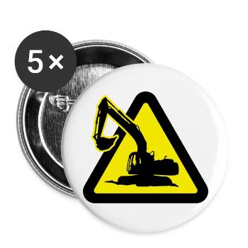 bauarbeiten_mit_bagger_2c - Buttons groß 56 mm (5er Pack) - Weiß - Vorne