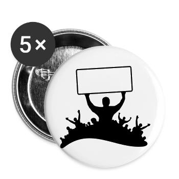 Fans Schild - Buttons groß 56 mm (5er Pack) - Weiß - Vorne