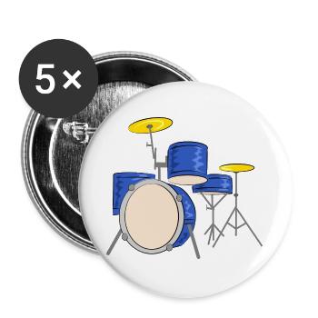 schlagzeug drummer musiker - Buttons groß 56 mm (5er Pack) - Weiß - Vorne
