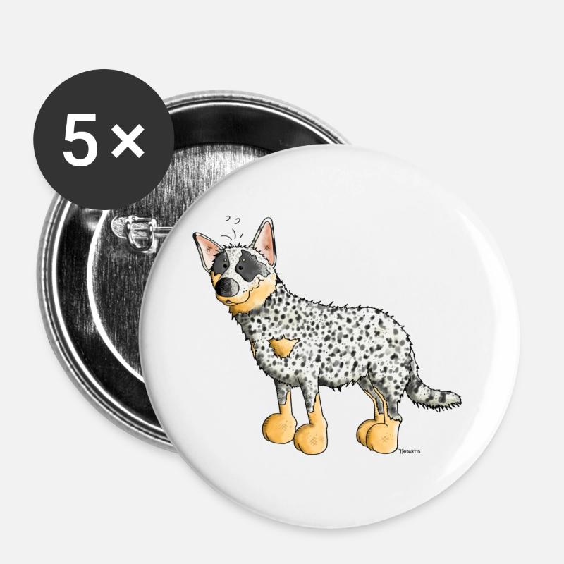Funny Australian Cattle Dog - Dogs - Buttons large 2.2''/56 mm (5-pack) - white