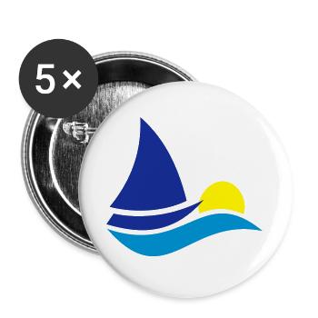 segelboot - Buttons groß 56 mm (5er Pack) - Weiß - Vorne