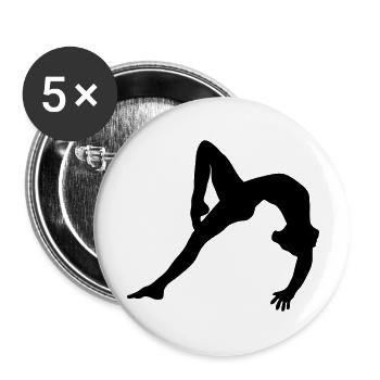 Turnerin, Bodenturnen, Kunstturnen - Buttons groß 56 mm (5er Pack) - Weiß - Vorne