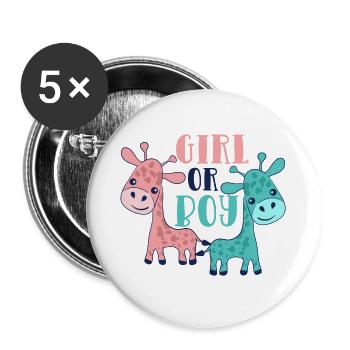 Girl or Boy, Baby - Buttons large 2.2''/56 mm (5-pack) - white - Front