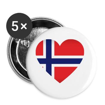 Heart Norway Scandinavia Love - Buttons large 2.2''/56 mm (5-pack) - white - Front