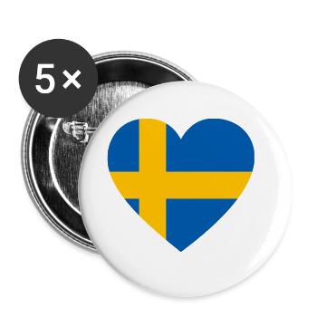 Herz Schweden Skandinavien Liebe - Buttons groß 56 mm (5er Pack) - Weiß - Vorne