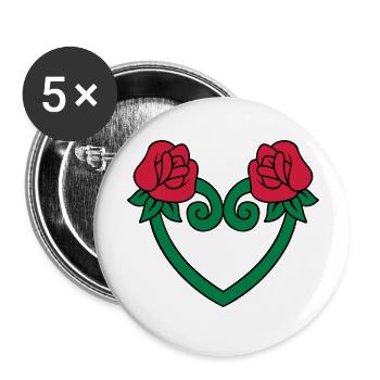 rose flower heart 3c - Buttons large 2.2''/56 mm (5-pack) - white - Front