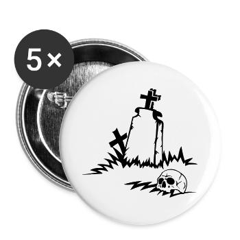 Grab kreuz verhängnisvoll cimetiere gott krabbe knallt tod - Buttons groß 56 mm (5er Pack) - Weiß - Vorne