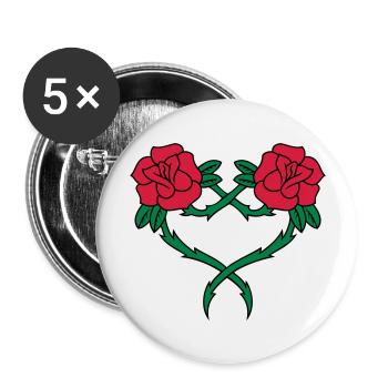 Rose Flower Heart 2 3c - Buttons large 2.2''/56 mm (5-pack) - white - Front