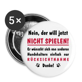 will nicht spielen will nur spielen - Buttons groß 56 mm (5er Pack) - Weiß - Vorne