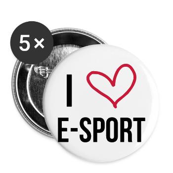 I Love E-Sport ! - Lot de 5 grands badges (56 mm) - blanc - Devant