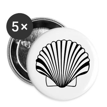 Jakobsmuschel Jakobsmuschelschale der Compostela-W - Buttons groß 56 mm (5er Pack) - Weiß - Vorne