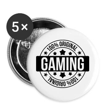 Gamer / Gaming - Lot de 5 grands badges (56 mm) - blanc - Devant