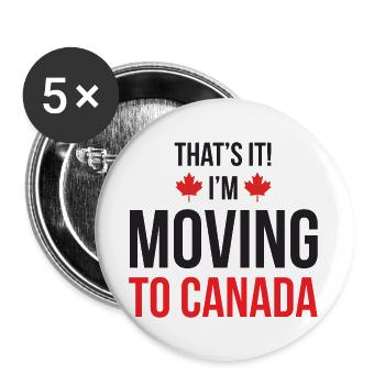 Moving to Canada - Buttons large 2.2''/56 mm (5-pack) - white - Front