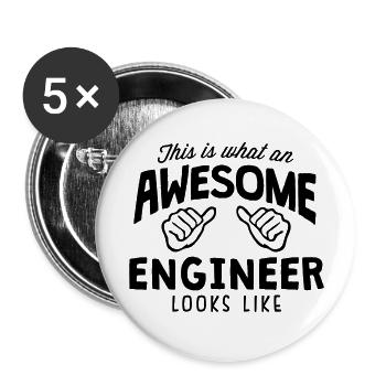 awesome engineer looks like - Buttons large 2.2''/56 mm (5-pack) - white - Front