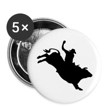 Bullriding - Buttons groß 56 mm (5er Pack) - Weiß - Vorne