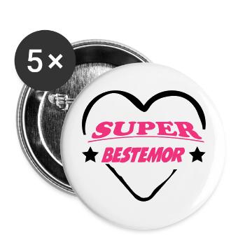 Super bestemor - Buttons large 2.2''/56 mm (5-pack) - white - Front