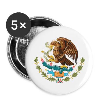 mexico_coat_of_arms - Buttons groß 56 mm (5er Pack) - Weiß - Vorne