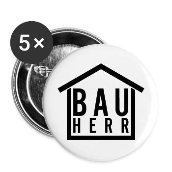 Bauherr - Buttons groß 56 mm (5er Pack) - Weiß - Vorne