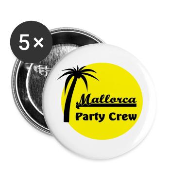 Mallorca Party Crew T-Shirts - Buttons groß 56 mm (5er Pack) - Weiß - Vorne