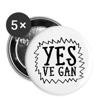 Yes Ve Gan - Lot de 5 grands badges (56 mm) - blanc - Devant