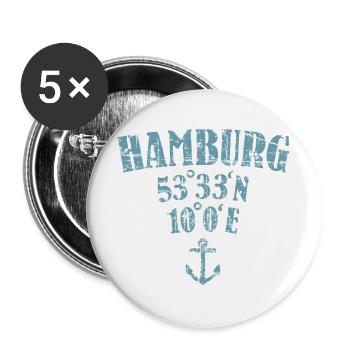 Hamburg Koordinaten - Buttons groß 56 mm (5er Pack) - Weiß - Vorne