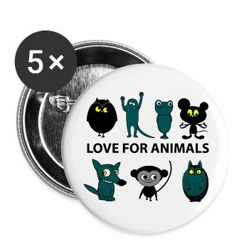 love for animals - Lot de 5 grands badges (56 mm) - blanc - Devant